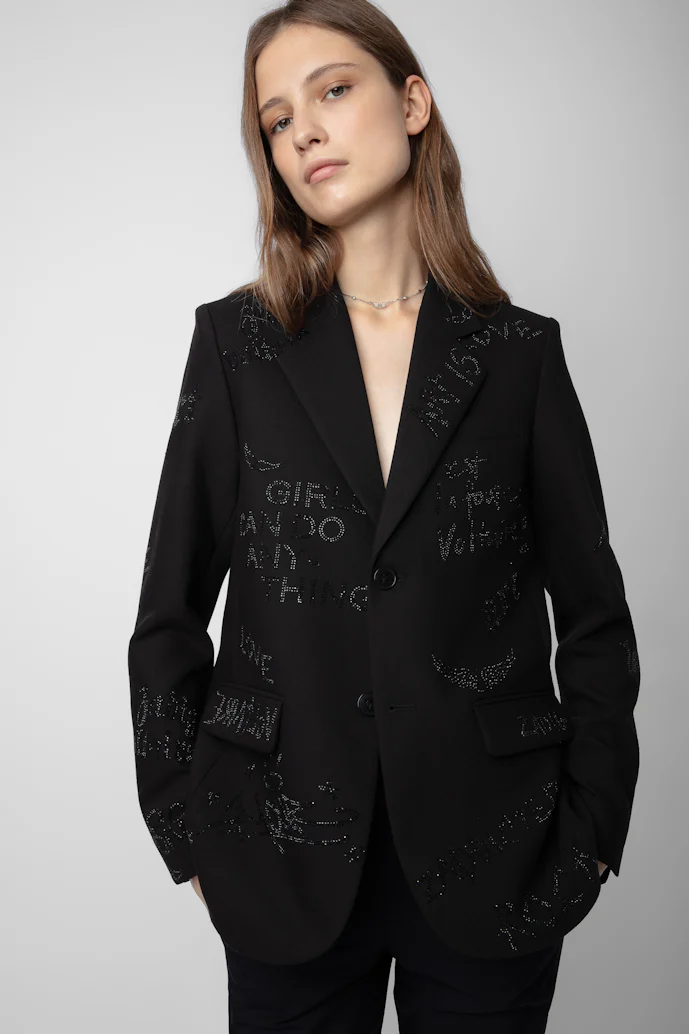 Blazer Vanille Strass Manifesto Negro