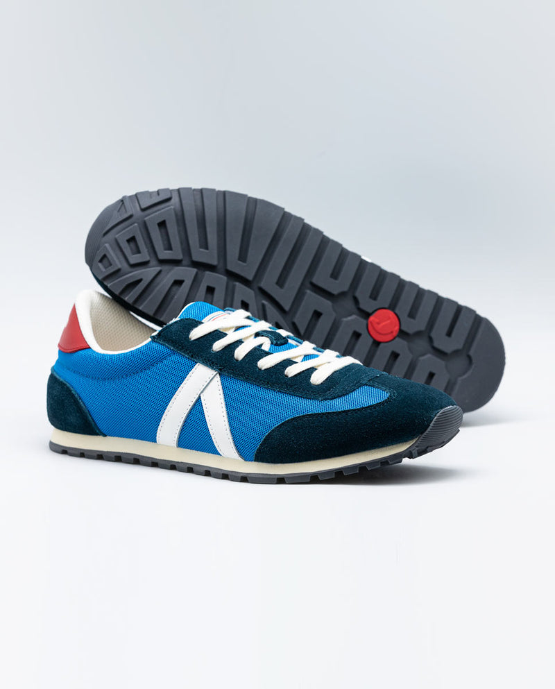 Sneakers Running Con Match Nylon Rejilla Azul
