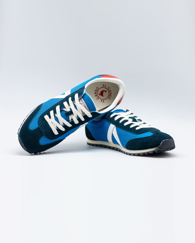 Sneakers Running Con Match Nylon Rejilla Azul