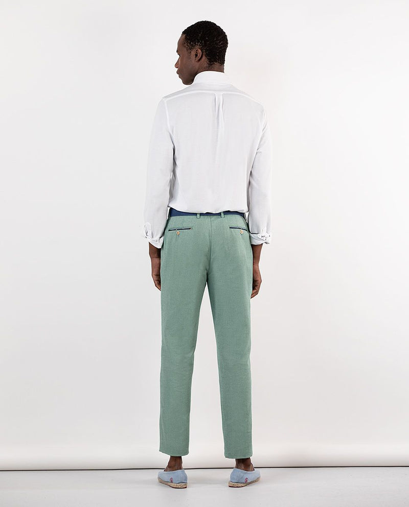 El Ganso | Pantalón Panamá Oxford Verde para hombre.