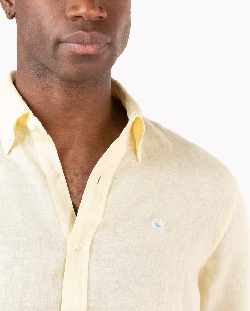 Camisa Lino Garment Dyed Amarillo