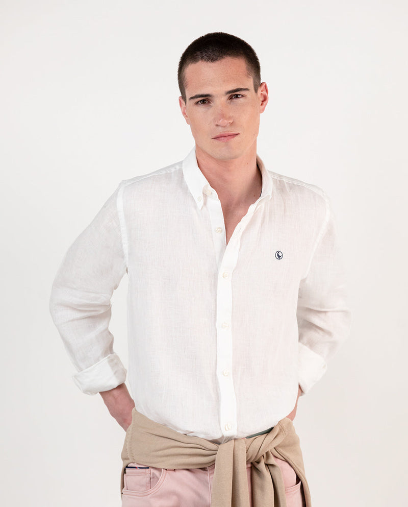 Camisa Lino Garment Dyed Blanco