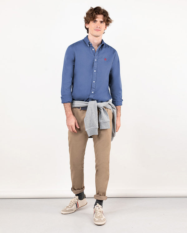 El Ganso | Camisa Twill Garment Dyed Azul Klein para hombre. 