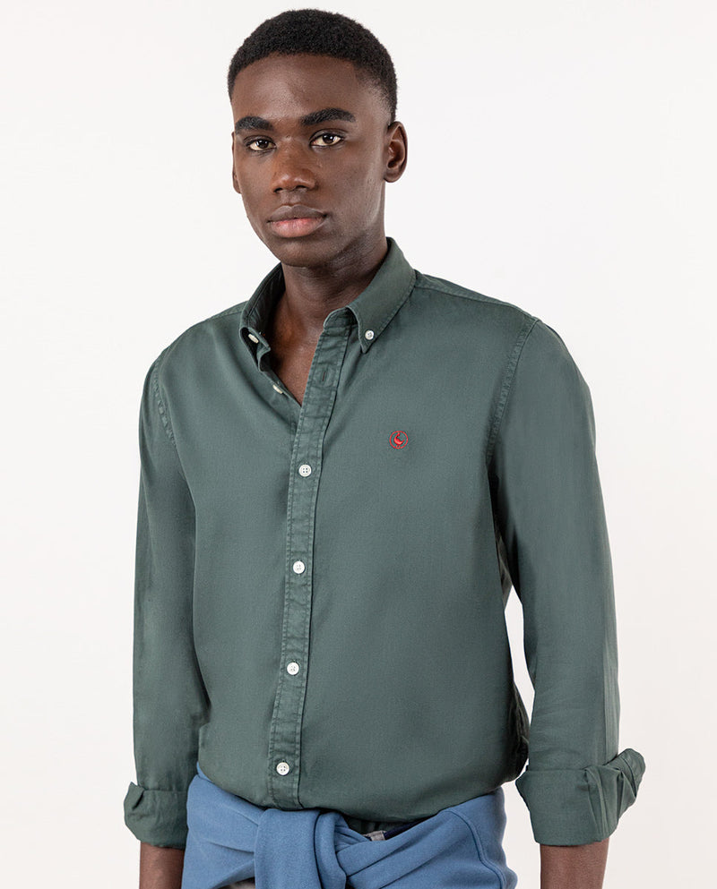 Camisa Twill Garment Dyed Verde