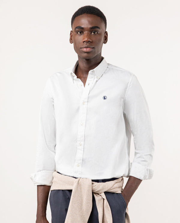 El Ganso | Camisa Twill Garment Dyed Blanca para hombre. 