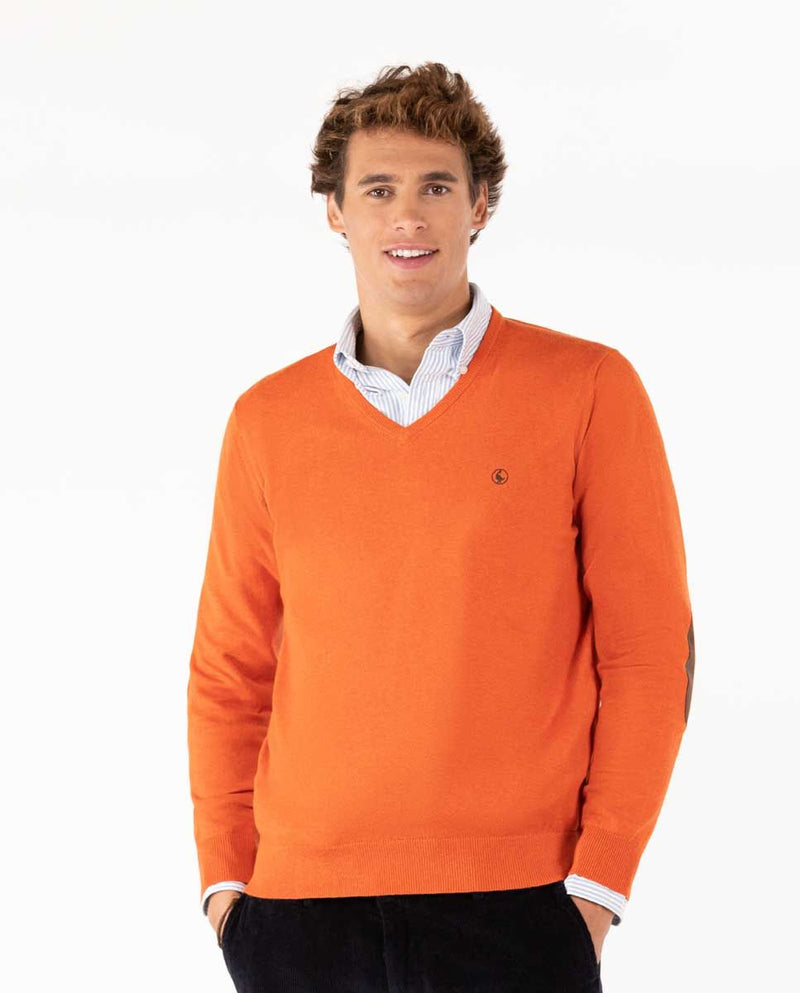 El Ganso  Jersey Cuello Pico Coderas Naranja para hombre. – The Style Rack