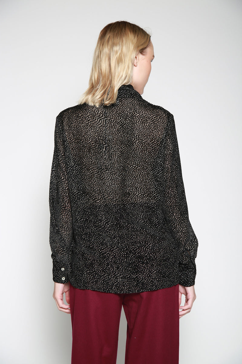 Blusa Theodora Dots Velvet Negro