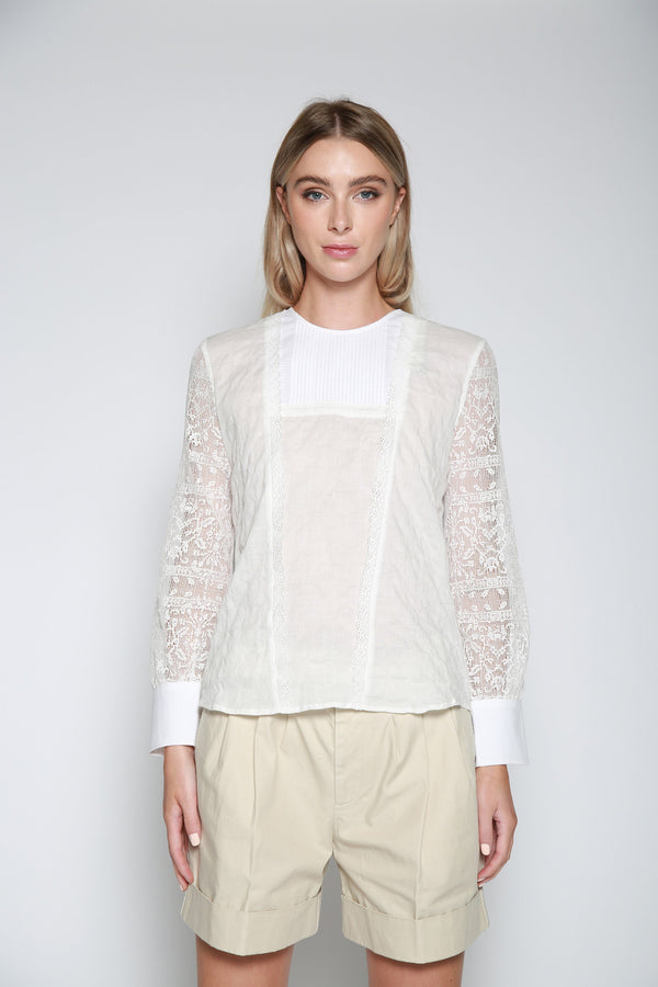 Top Suzy Patchwork Lace Blanco