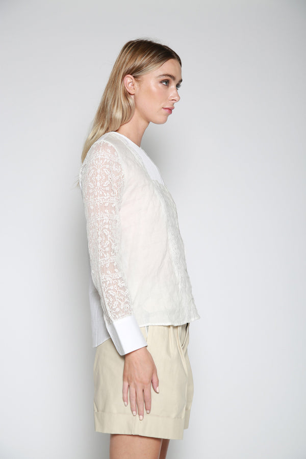 Top Suzy Patchwork Lace Blanco