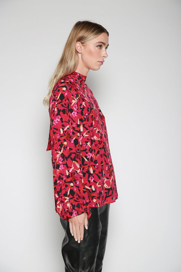 Blusa Abstract Flowering Magenta