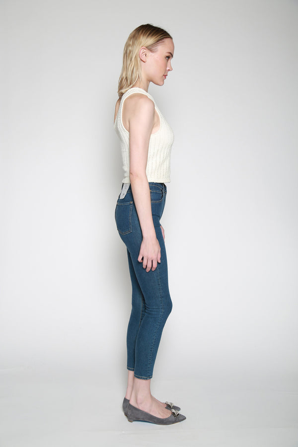 Jeans High Rise Skinny Crop Clio Azul Oscuro