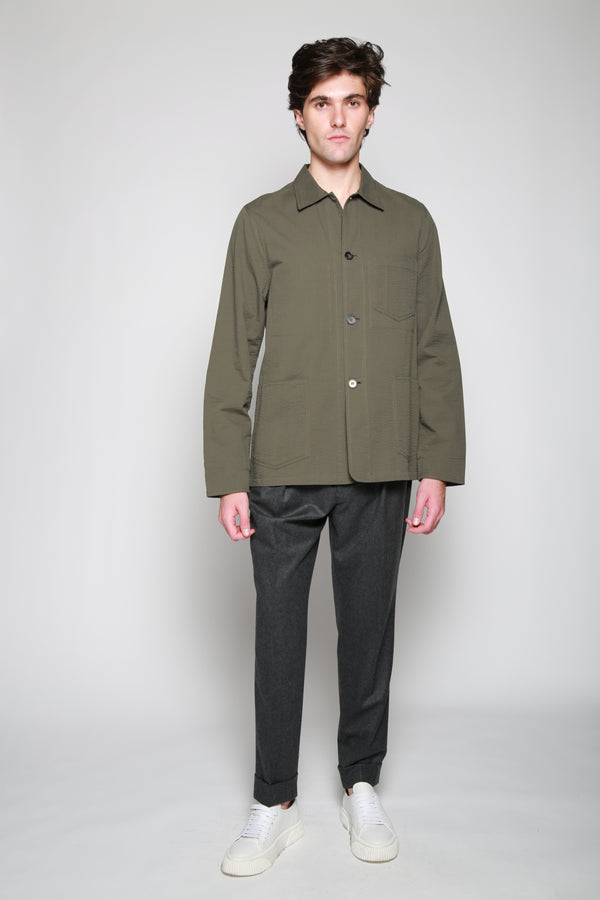 Officine Générale | Chamarra Chore Jacket Seersucker Olivo. 