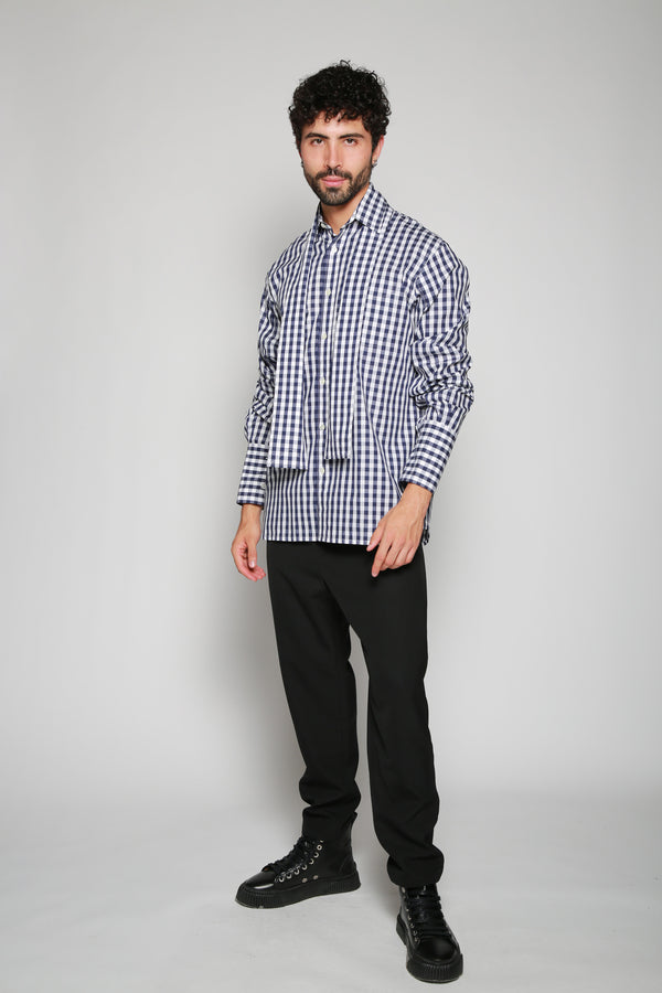 Camisa Gingham Cuello Mascada