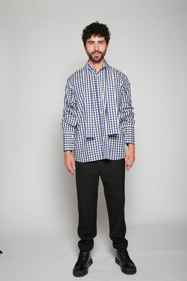 Camisa Gingham Cuello Mascada