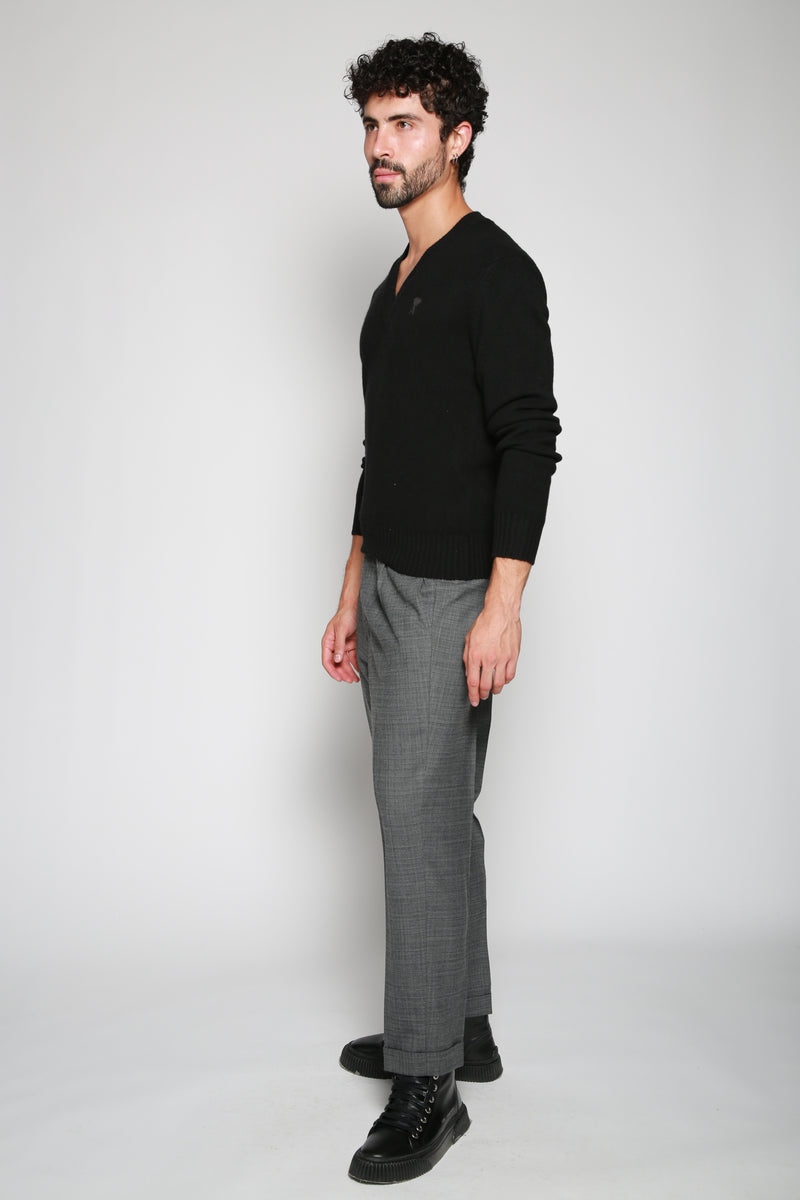 Sweater Tonal Small Vneck Negro