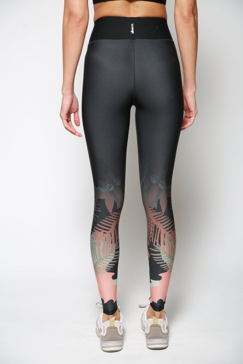 Leggings Leaf Camo High Negro