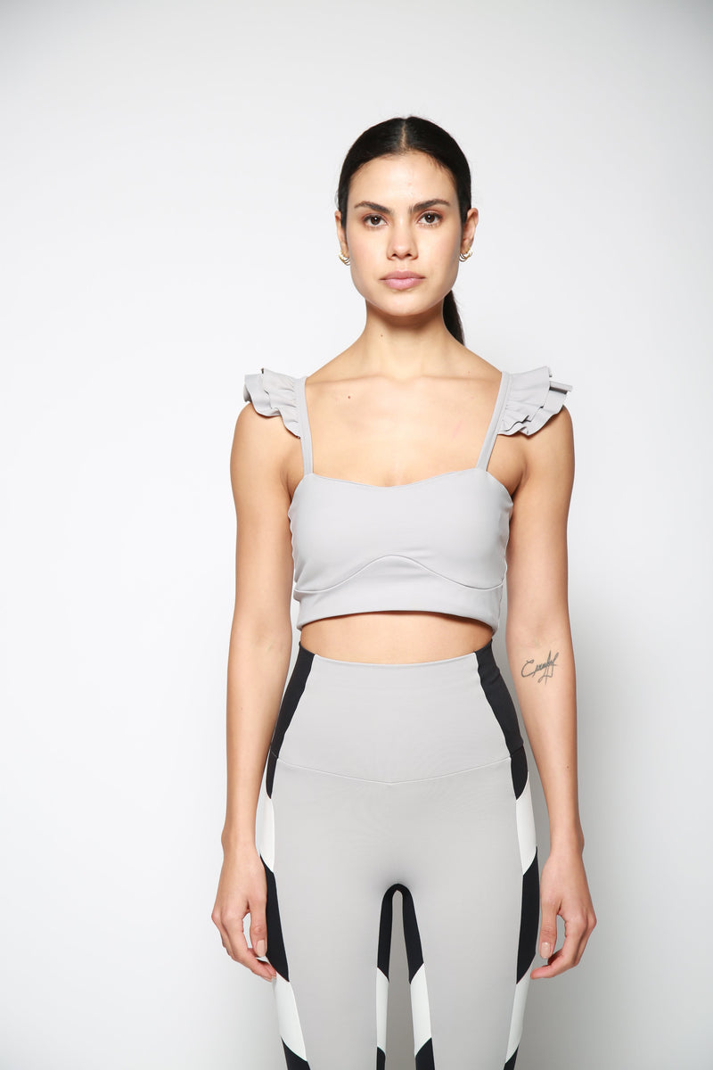 Top Ruffle Crop Polar Gris