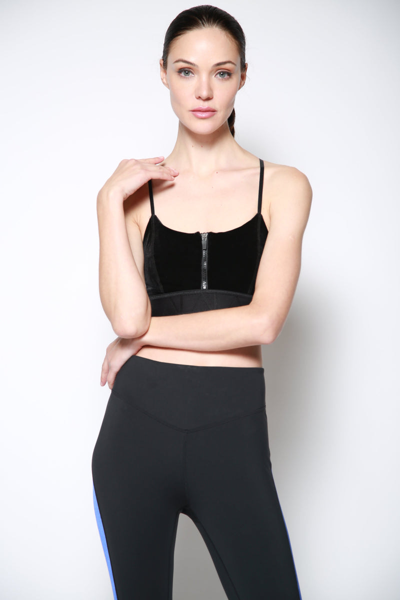 Top Zip Cami Bra Negro