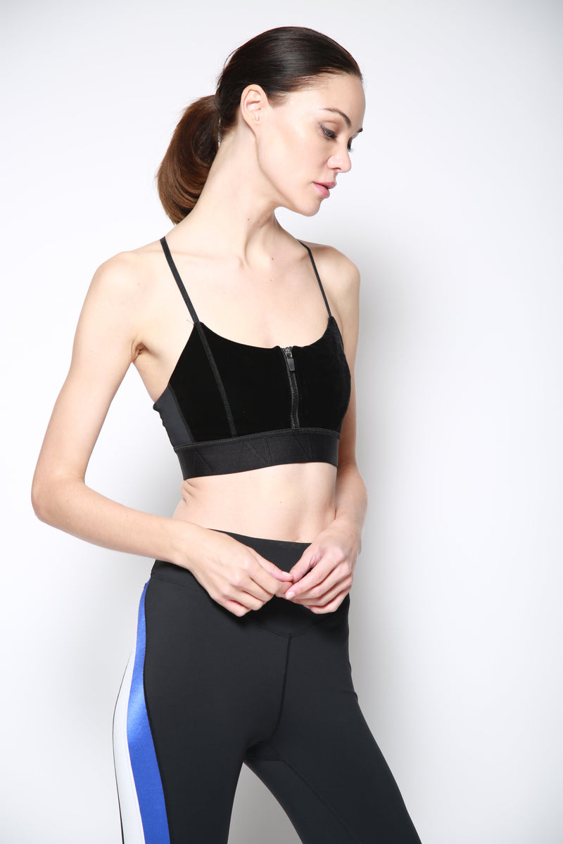 Top Zip Cami Bra Negro