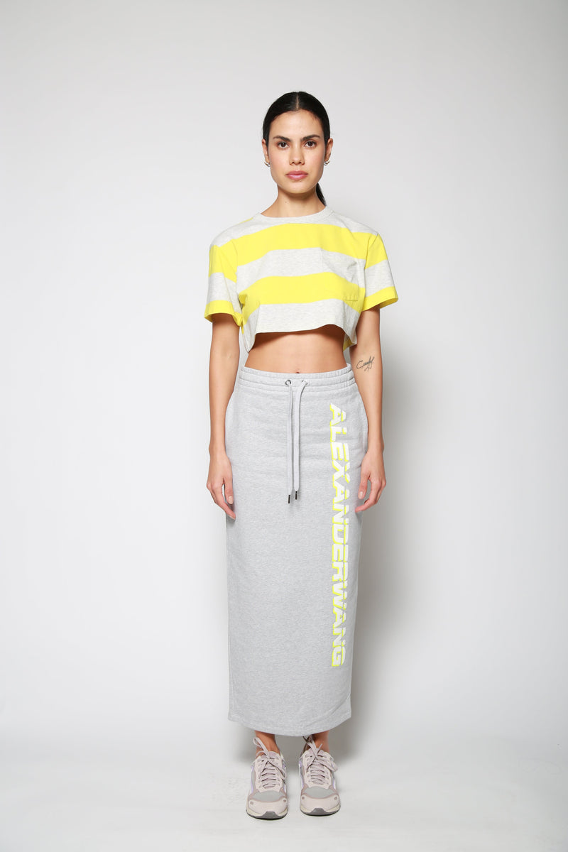 Playera Wide Stripe Cropped Gris Claro