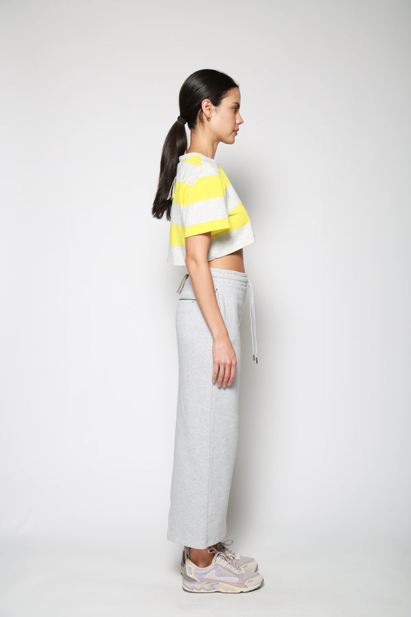 Playera Wide Stripe Cropped Gris Claro