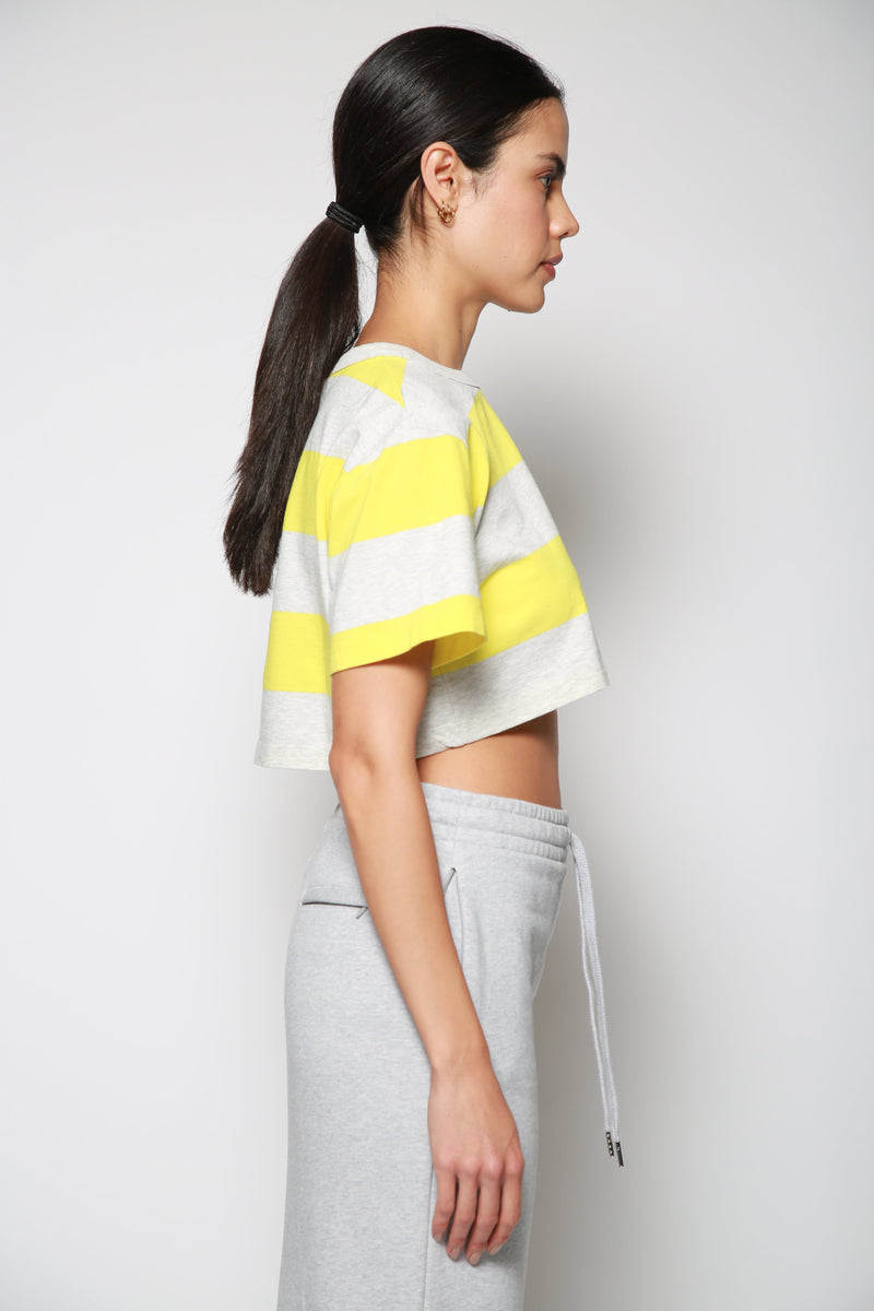 Playera Wide Stripe Cropped Gris Claro