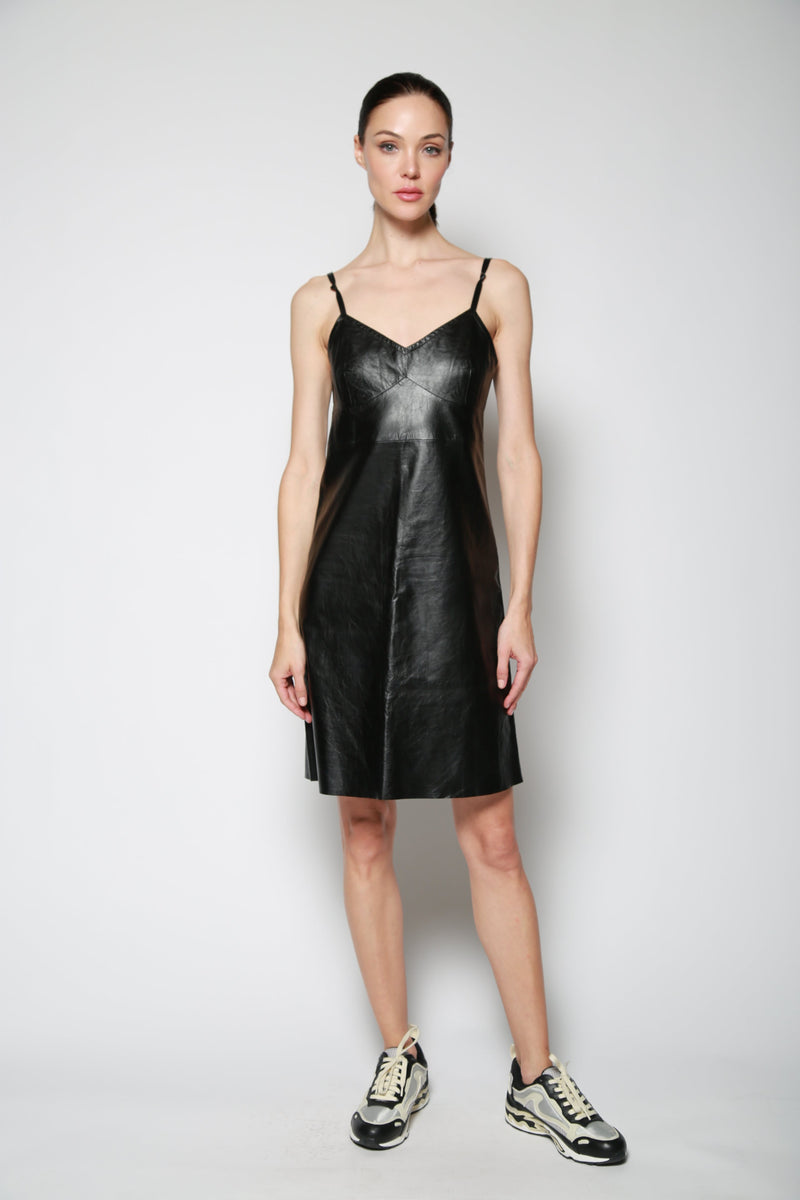 Vestido Formal Glazed Leather Negro