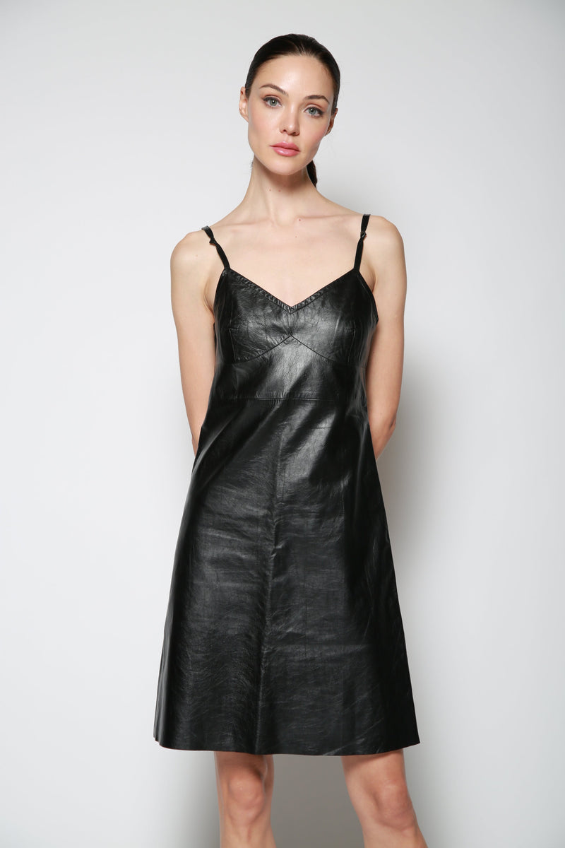 Vestido Formal Glazed Leather Negro