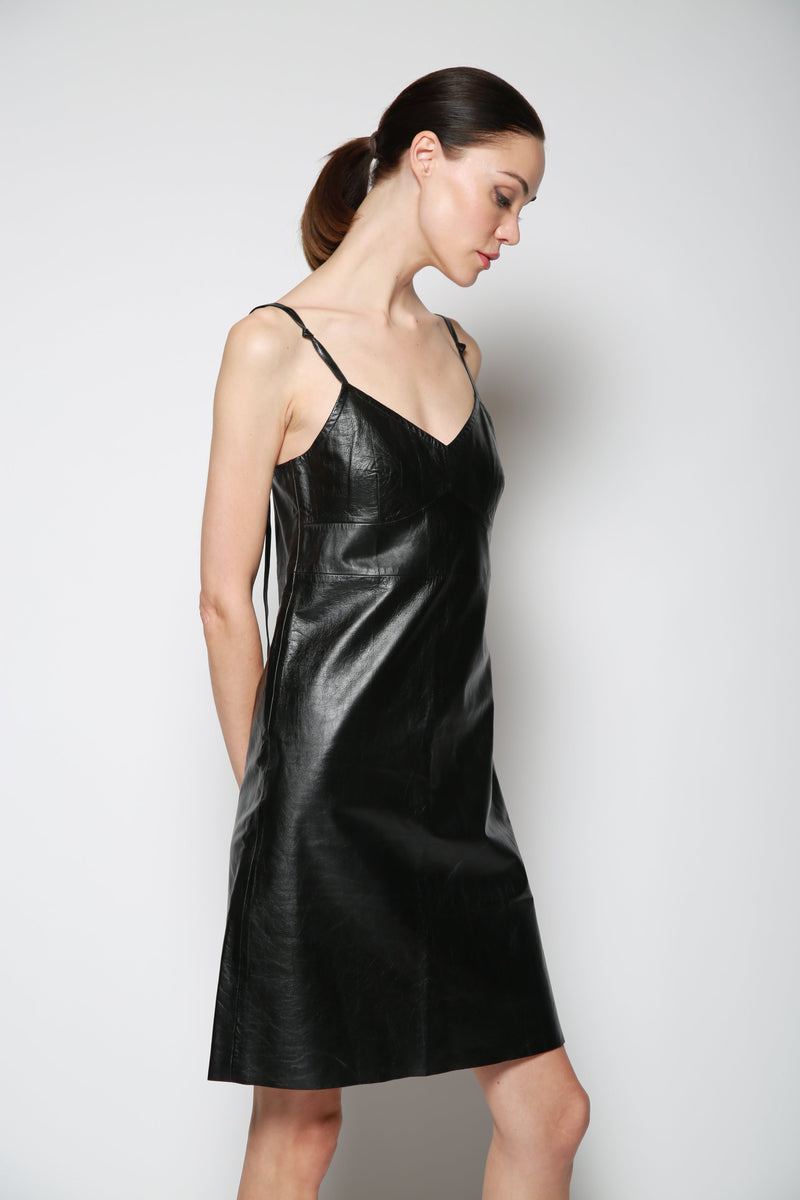 Vestido Formal Glazed Leather Negro