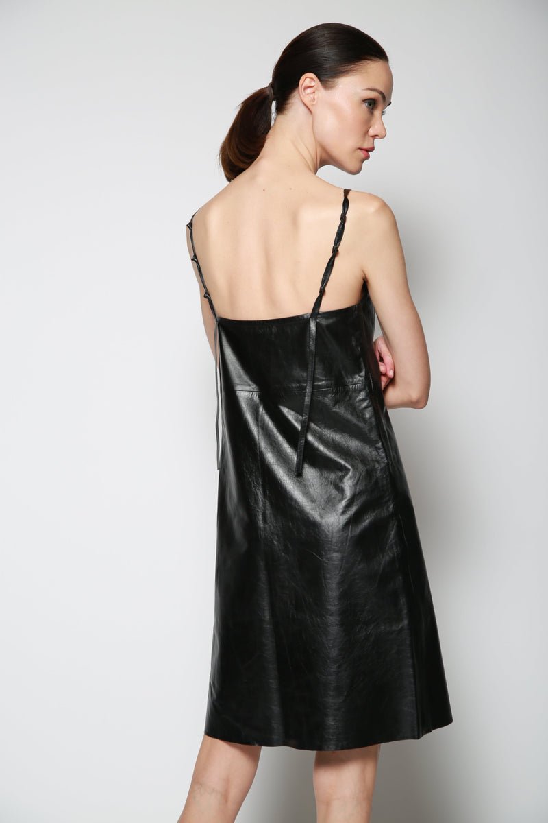 Vestido Formal Glazed Leather Negro