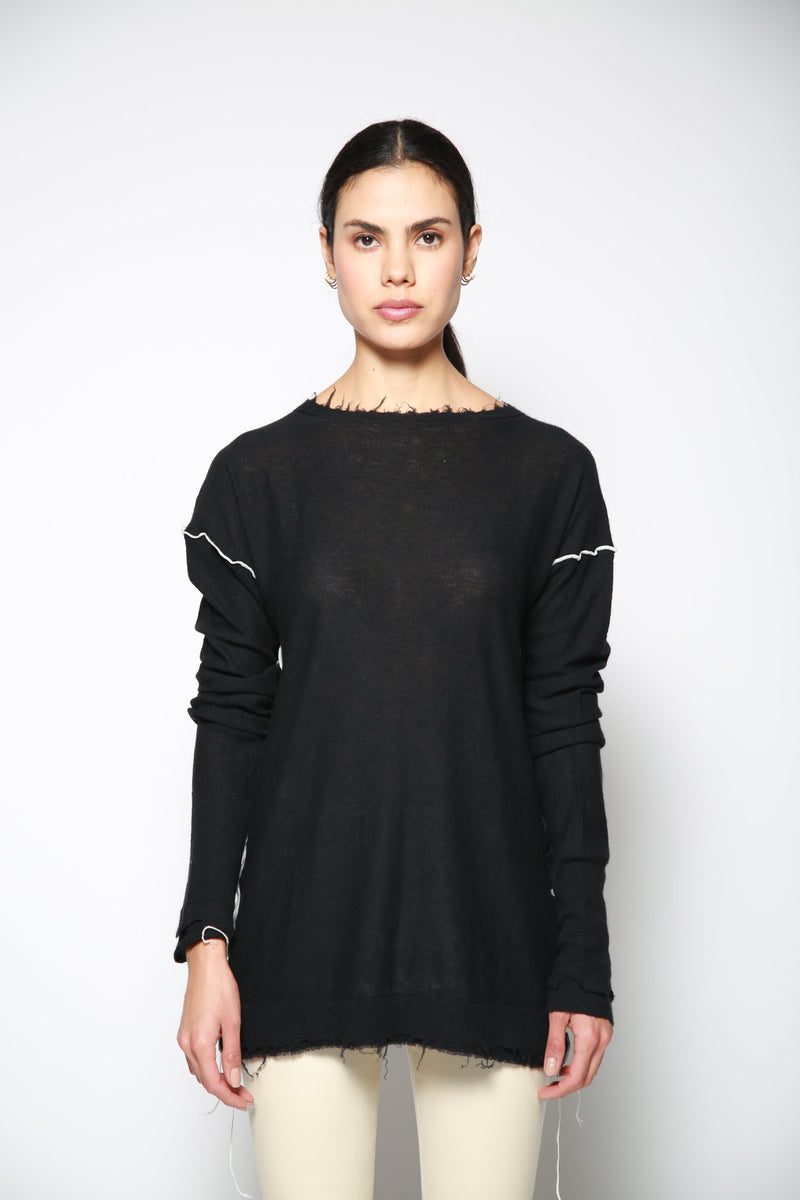Top Coverstitch Crewneck Negro