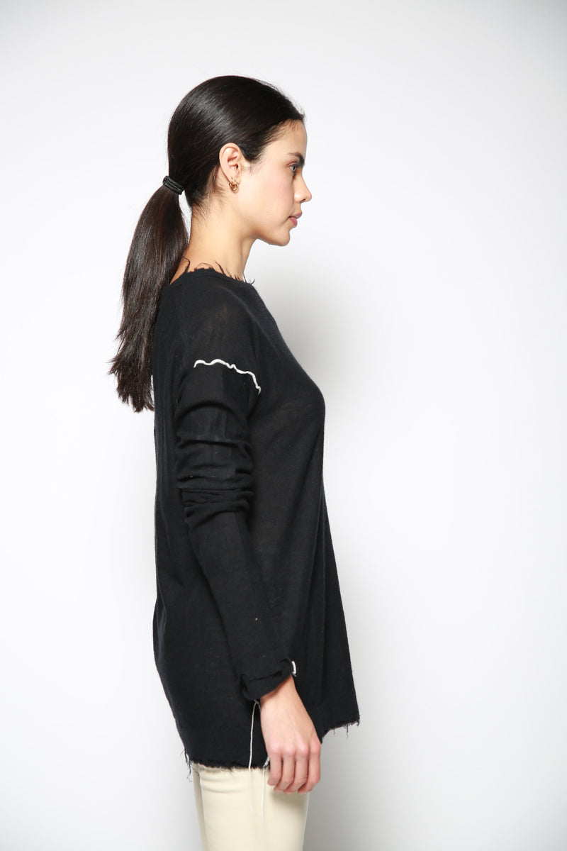 Top Coverstitch Crewneck Negro