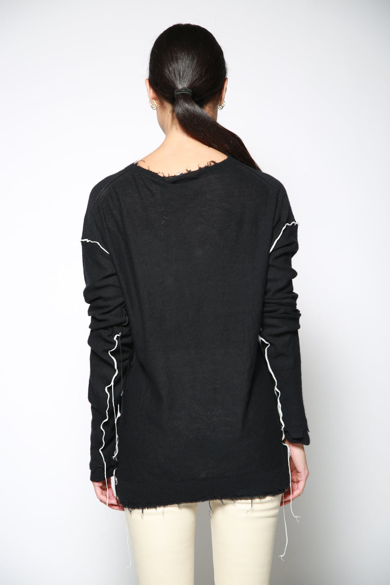 Top Coverstitch Crewneck Negro
