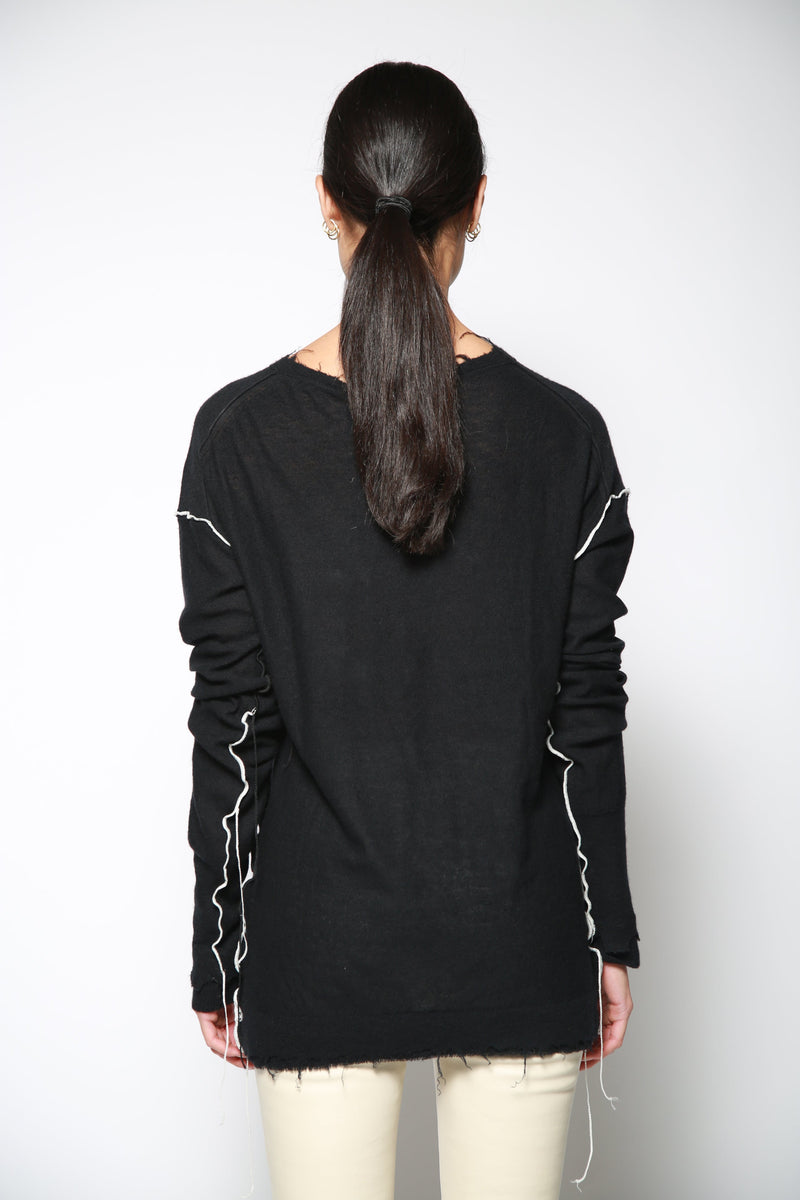 Top Coverstitch Crewneck Negro