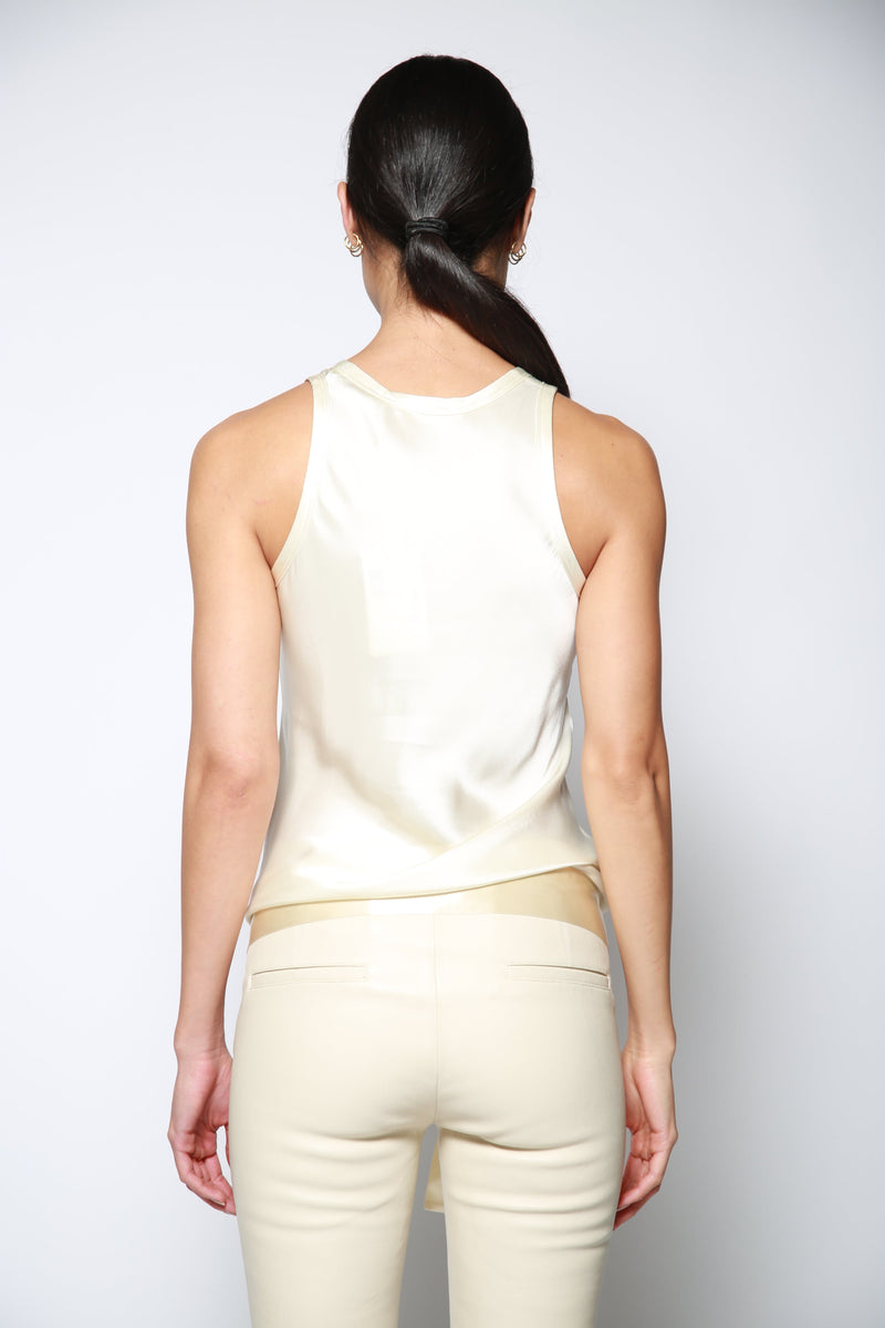 Top Hem Drape Crema Crema