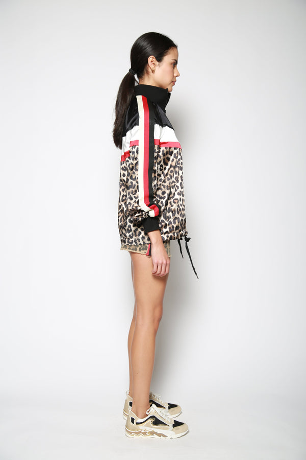 Chamarra Colorblock Stand Collar Negro