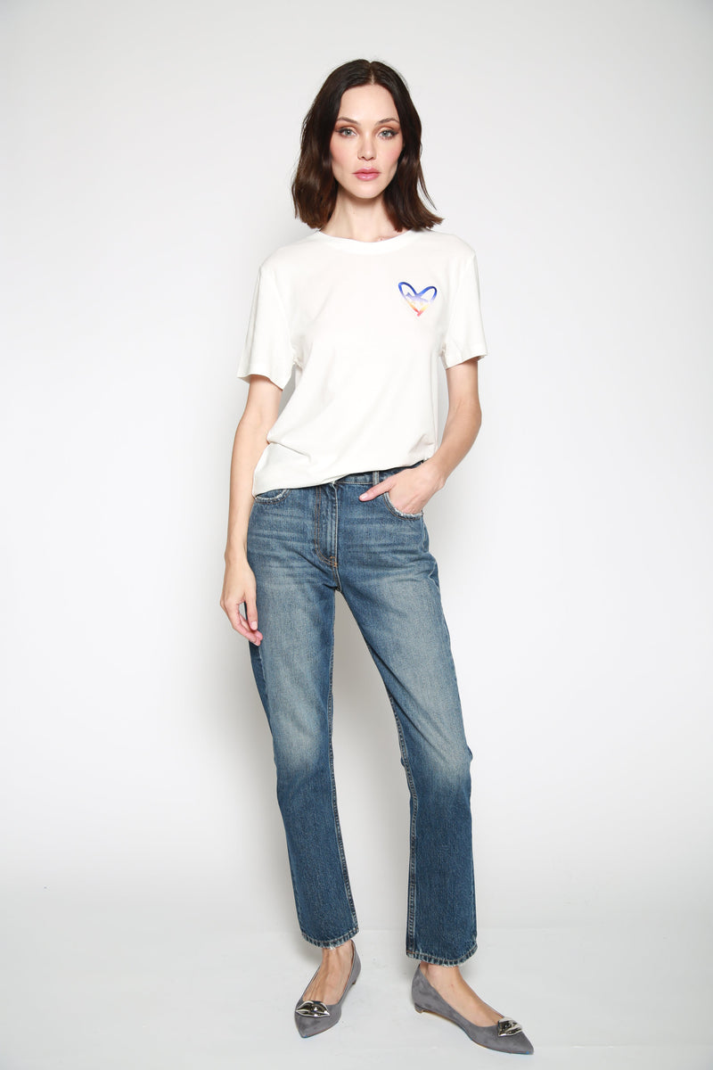 Playera Heart Relaxed Blanco