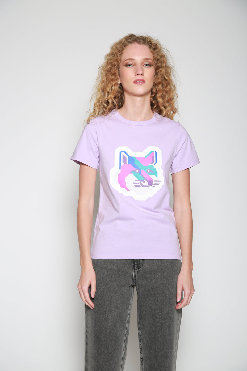 Playera Pixel Fox Head Lila