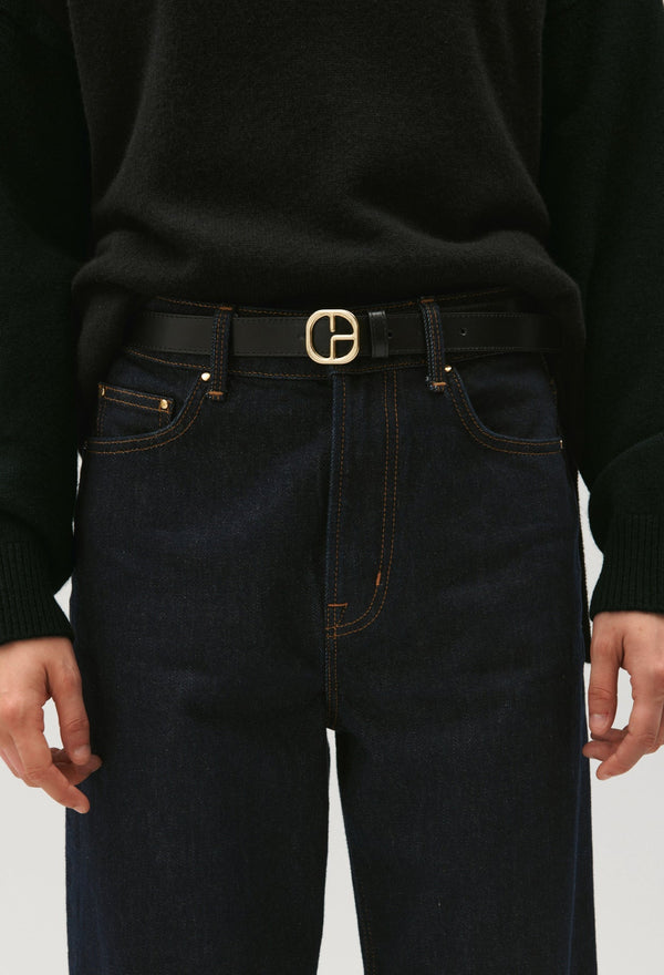 Claudie Pierlot | Cinturón de cuero negro para mujer. 