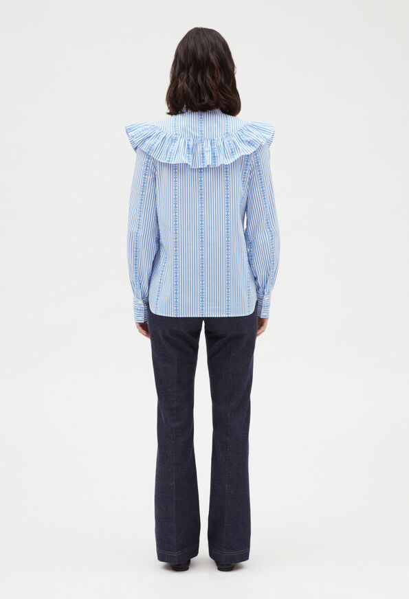 Claudie Pierlot | Camisa volantes manga larga en azul azul para mujer, con grandes descuentos
