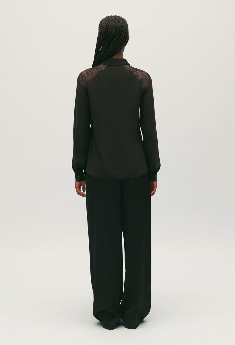 Claudie Pierlot | Camisa de encaje negra para mujer. 