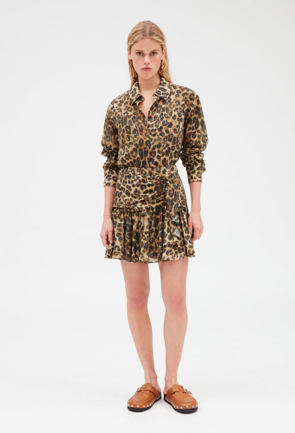 Claudie Pierlot | Falda corta de leopardo beige para mujer, con grandes descuentos
