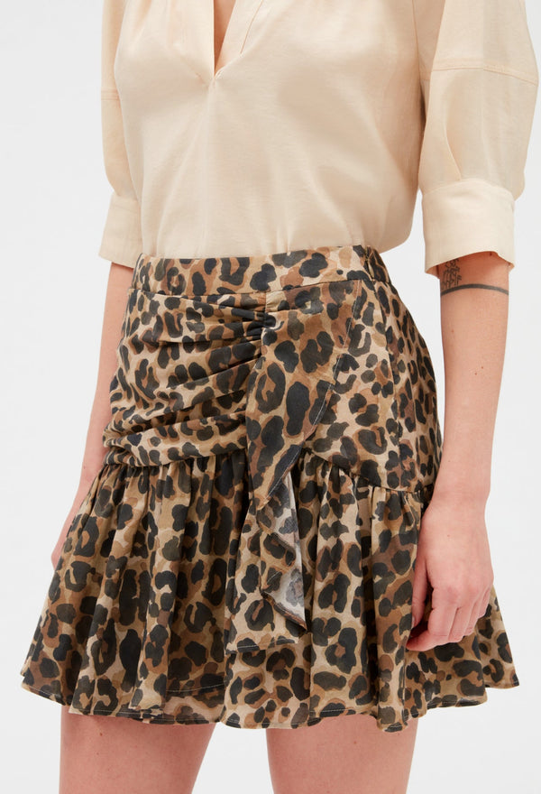 Claudie Pierlot | Falda corta de leopardo beige para mujer, con grandes descuentos