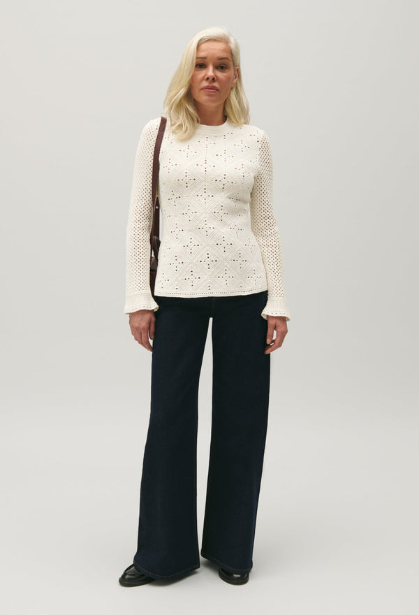 Claudie Pierlot | Jersey de algodón calado de color crudo para mujer. 