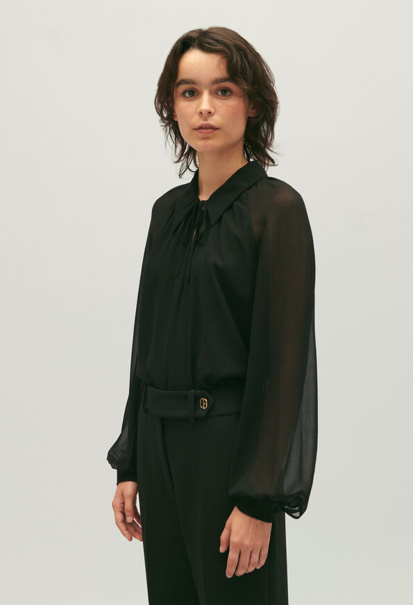 Claudie Pierlot | Blusa fluida negra para mujer. 