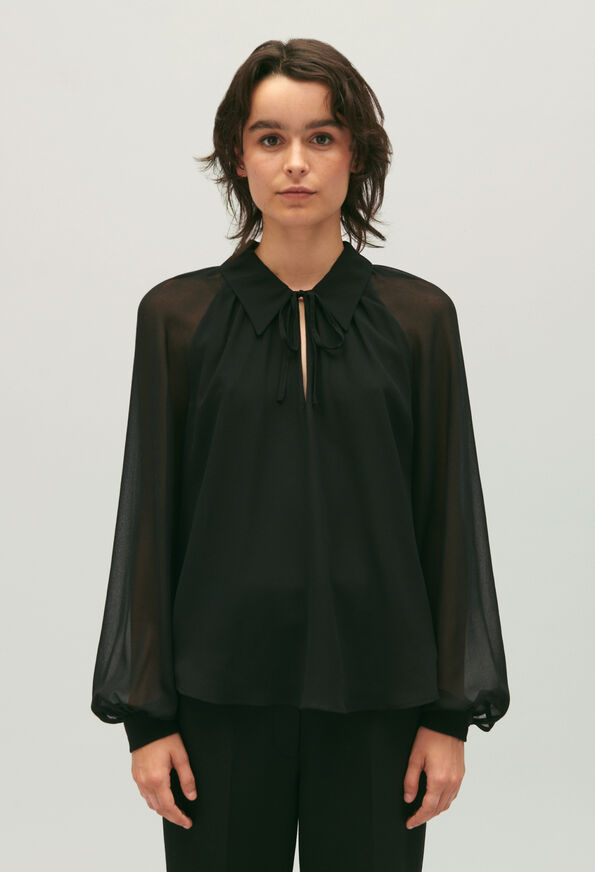 Claudie Pierlot | Blusa fluida negra para mujer. 