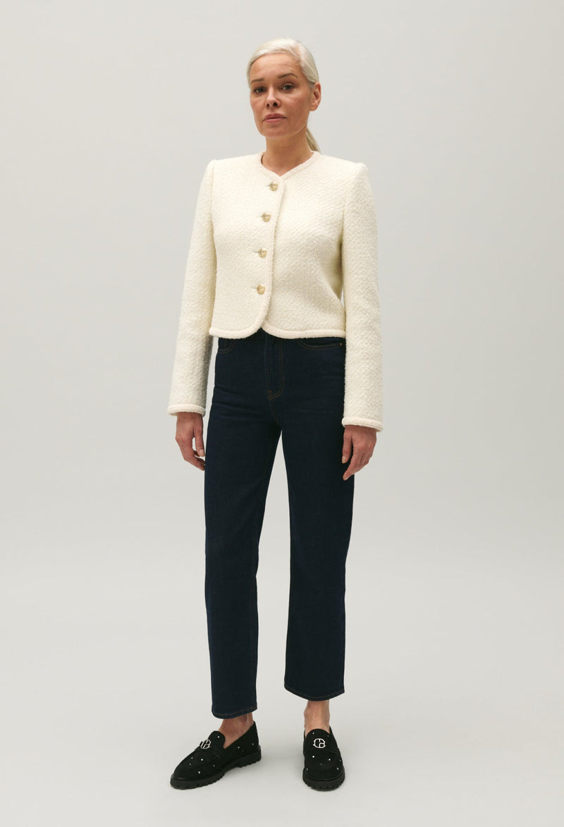 Claudie Pierlot | Chaqueta corta de tweed marfil para mujer. 