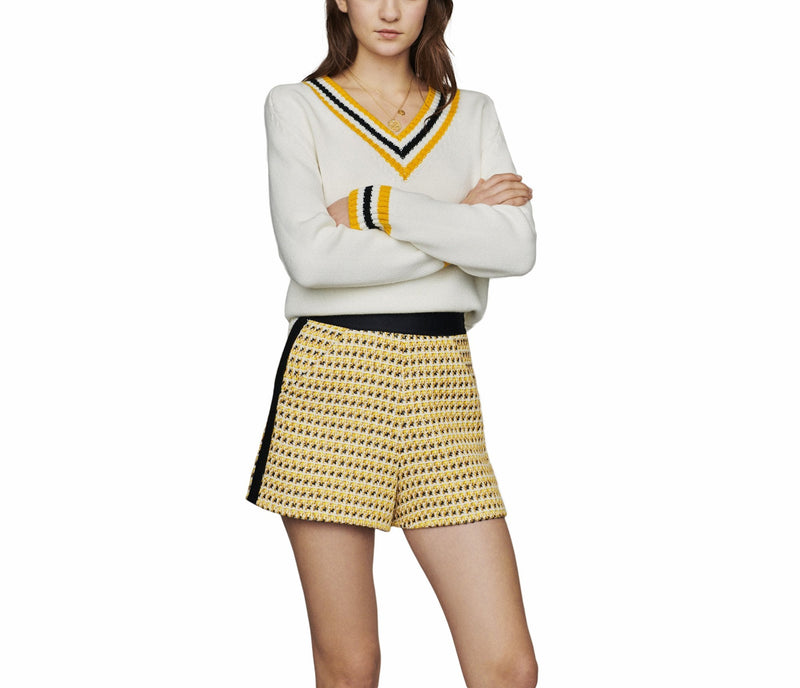 Maje | Shorts En Tweed Con Lurex Isidore Amarillo para mujer.