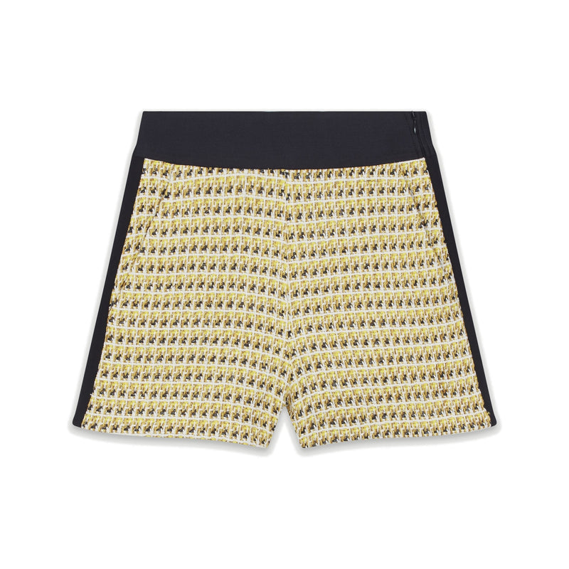 Shorts En Tweed Con Lurex Amarillo