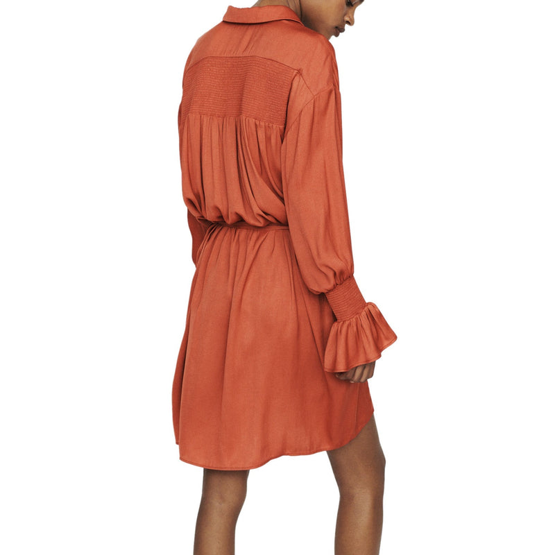 Maje | Vestido Camisero De Manga Larga Rebano Terracotta para mujer.